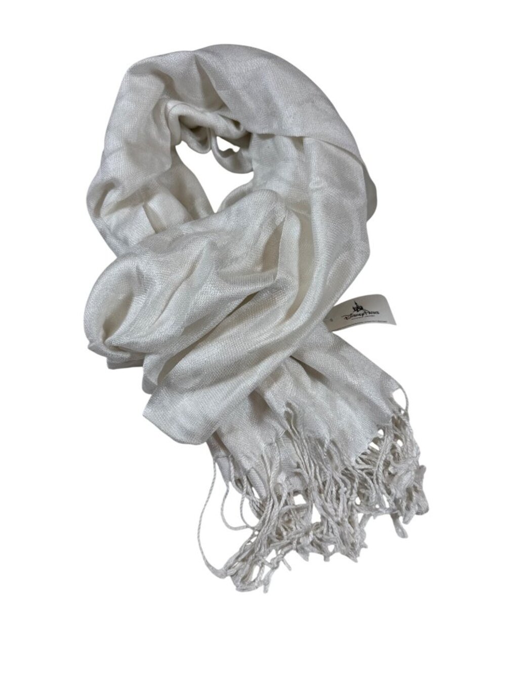 NWT Disney Parks Mickey Mouse White Scarf Wrap Rayon Fringe Design (CC1079)